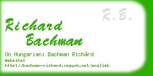 richard bachman business card
